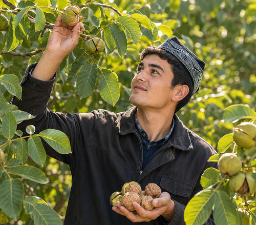 picking walnuts